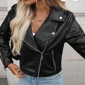 Shein Women's Faux Leather Biker Jacket
